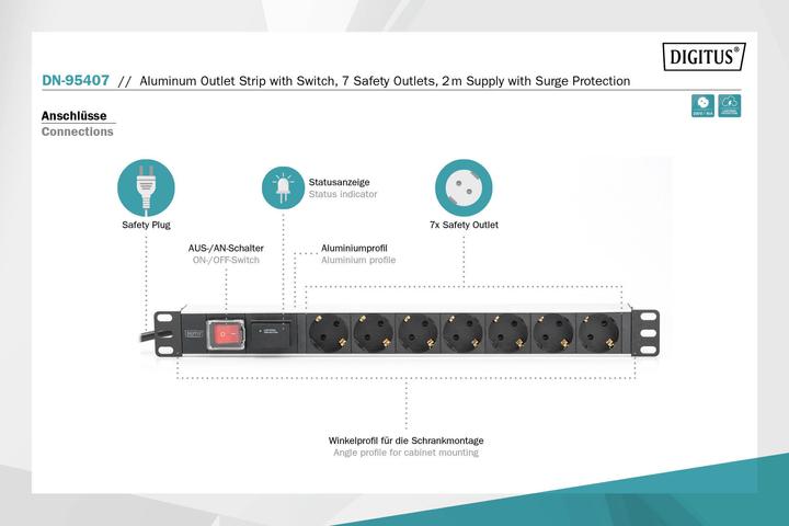 Produktbild Digitus Steckdosenleiste (7 x, CEE 7/7, 2 m)