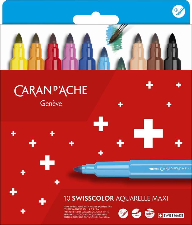 Caran d'Ache Swisscolor Maxi Fasermaler Kartonschachtel (Mehrfarbig, 10 x)