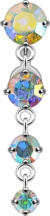 Produktbild Star Piercing Banane silber mit Anhänger vier Kristallen multicolor (ohne Messing, Chirurgenstahl 316L)