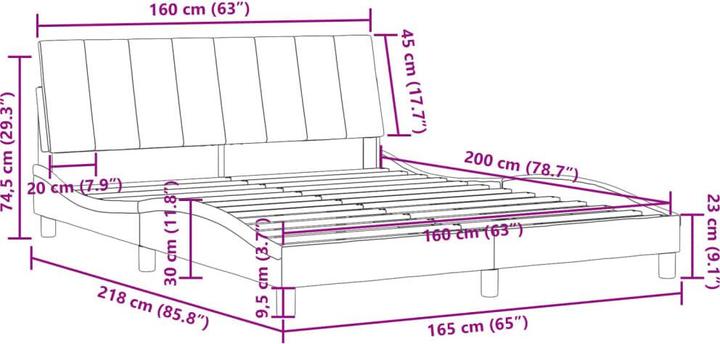 Immagine prodotto VidaXL Struttura letto con testiera in velluto (160 x 200 cm)