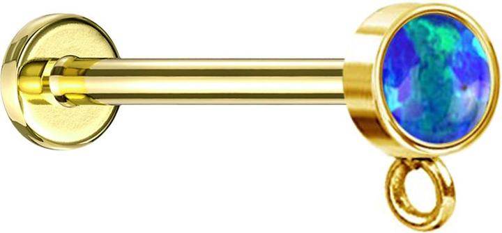 Image du produit Star Piercing Micro Labret femelle plaqué or avec cylindre opale bleu anneau pour pendentif (sans laiton, Acier chirurgical 316L)