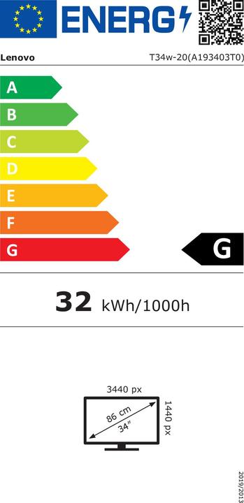Energie-Label Lenovo ThinkVision T34w-20 (3440 x 1440 Pixel, 34")