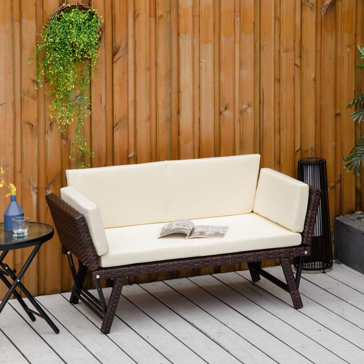 Actual product image Outsunny Garden Sofa with Folding Armrests