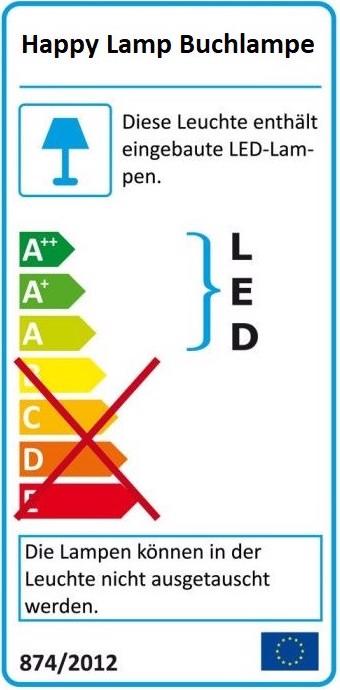 Energie-Label Happy Lamp Buchlampe