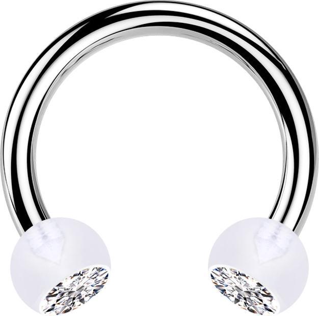 Produktbild Star Piercing Circular Barbell silber mit zwei Kugeln transparent Kristall silber (ohne Messing, Bioflex, Chirurgenstahl 316L)