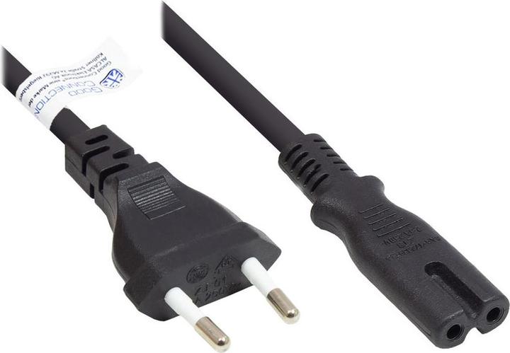 Produktbild Good Connections Euro-Netzkabel Euro-Stecker Typ C (gerade) an C7/Euro 8 Buchse (gerade), schwarz, 0,75 mm², 7,5 m, ® (7.50 m)