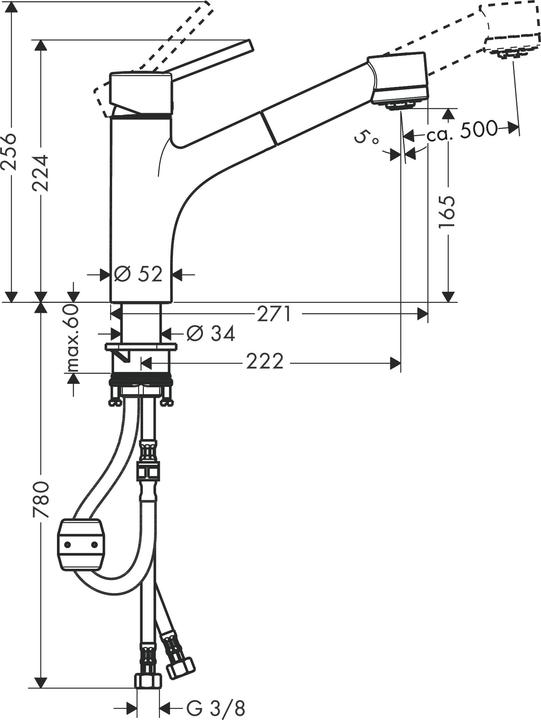 Produktbild hansgrohe Talis M52 Einhebel-Küchenarmatur 170, Ausziehbrause, 2 Strahlarten