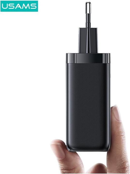 Actual product image Usams Ład. siec. 1xUSB-C+1xUSB T47 65W PD Fast Charging Super Si czarny/black CC153TC01 (US-CC153) (65 W)