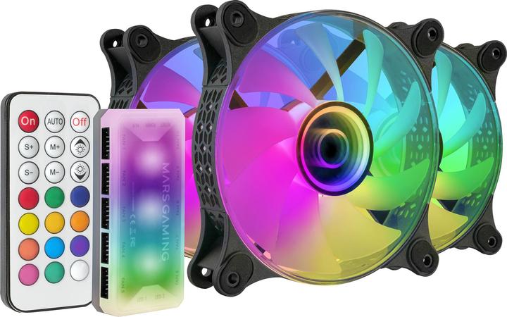 Mars Gaming Lot De 3 Ventilateurs Boitier Mf-3d RGB - 12cm (Noir) (120 mm, 3 x)