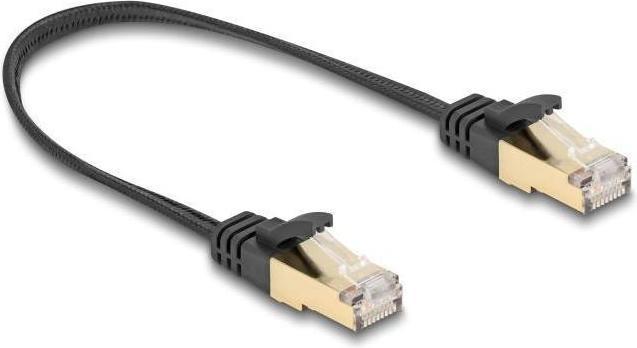 Produktbild Delock RJ45 Flachband Netzwerkkabel mit Geflechtmantel Cat.6 (S/FTP, CAT6a, 0.25 m)