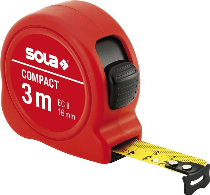 Produktbild Sola Compact Roll-Massband Rollmeter 3m mit EG-Prüfzeichen-Genauigkeit 2 rot