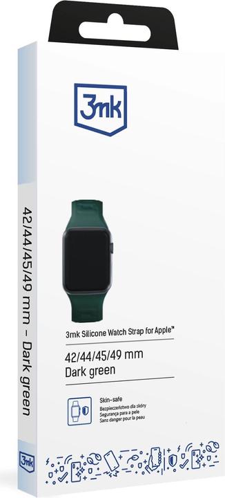 Produktbild 3MK Silicone Watch Strap Ciemnozielony/ Dark Green dla Apple Watch 42/44/45/49mm (Edelstahl, Silikon)