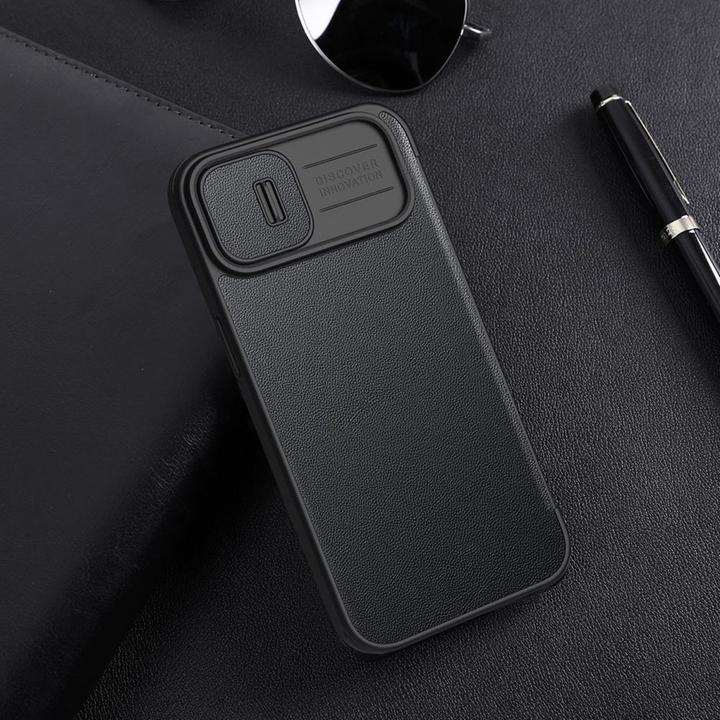 Actual product image Nillkin Qin Pro Leather Case Fabric - Apple iPhone 14 Plus - Blue (Apple iPhone 14 Plus)