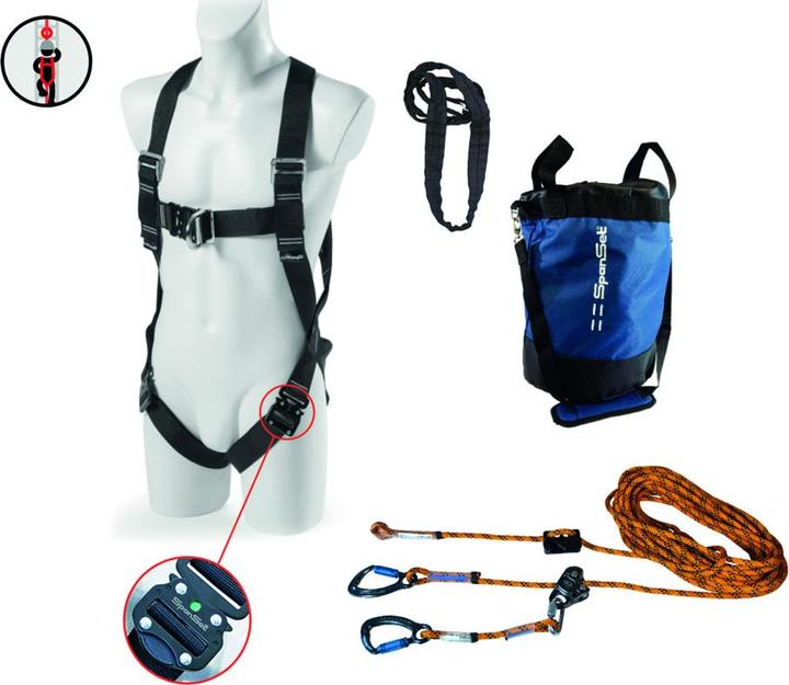 SpanSet Sécurité en hauteur Safety-Kit SK-301/302 pour échelles et poteaux (Kit antichute, 100 kg)