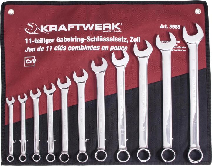 Kraftwerk Open-ended ring spanner (3/8", 7/16", 1/2", 9/16", 5/8", 11/16", 3/4", 13/16", 7/8", 15/16", 1")