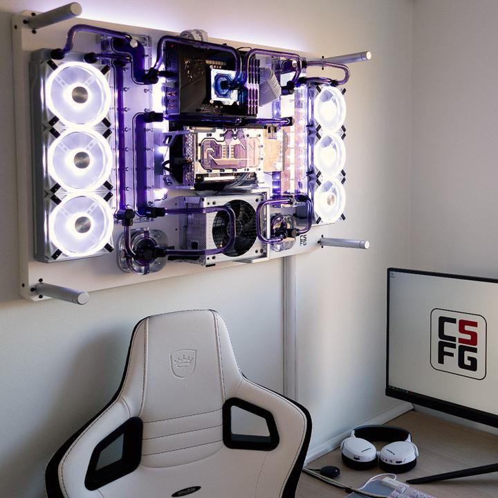 Actual product image Creative Solutions For Gamers CSFG The Crow wall-mounted enclosure - white (ATX)