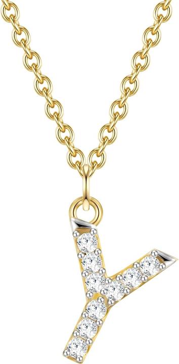 Actual product image Glanzstücke München Ladies letter Y sterling silver cubic zirconia yellow gold 45.0 cm base chain + 5.0 cm extension - (Sterling Silver, 40 - 45 cm)