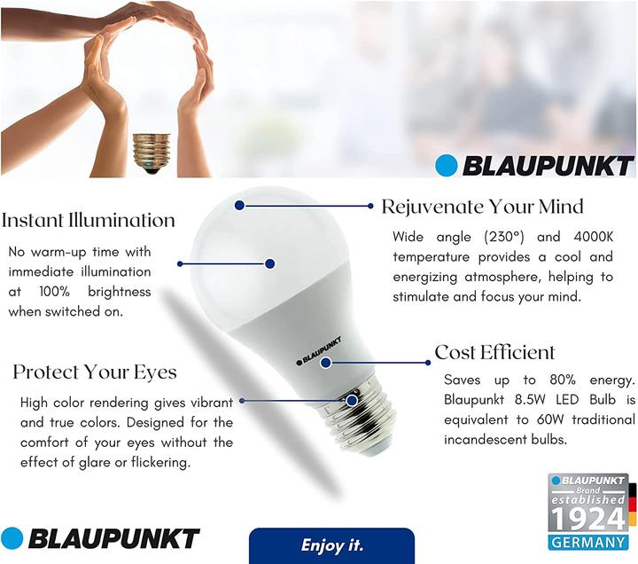 Produktbild Blaupunkt LED E27 Glühbirne - 9W - Neutralweiss 4000K - Led Lampen - 10-er Pack (E27, 9 W, 900 lm, 10 x, E)