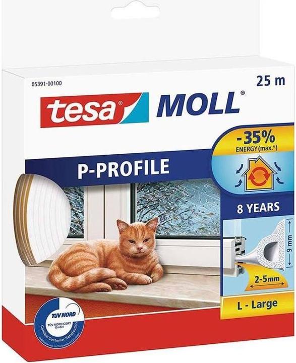 tesa Guarnizione per finestre con profilo a P (0.27 kg, Bianco)
