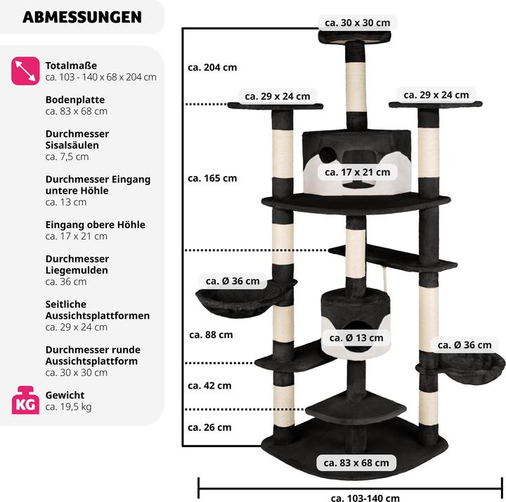 Produktbild tectake Nelly (204 cm, Schwarz, Weiss)