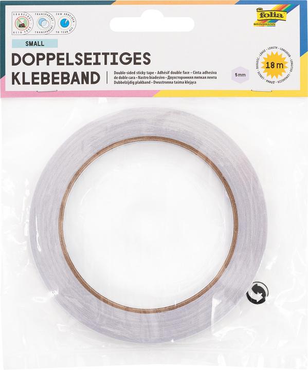 Image du produit Folia Ruban adhésif double face, 5 mm x 18 m, transparent (5 mm)