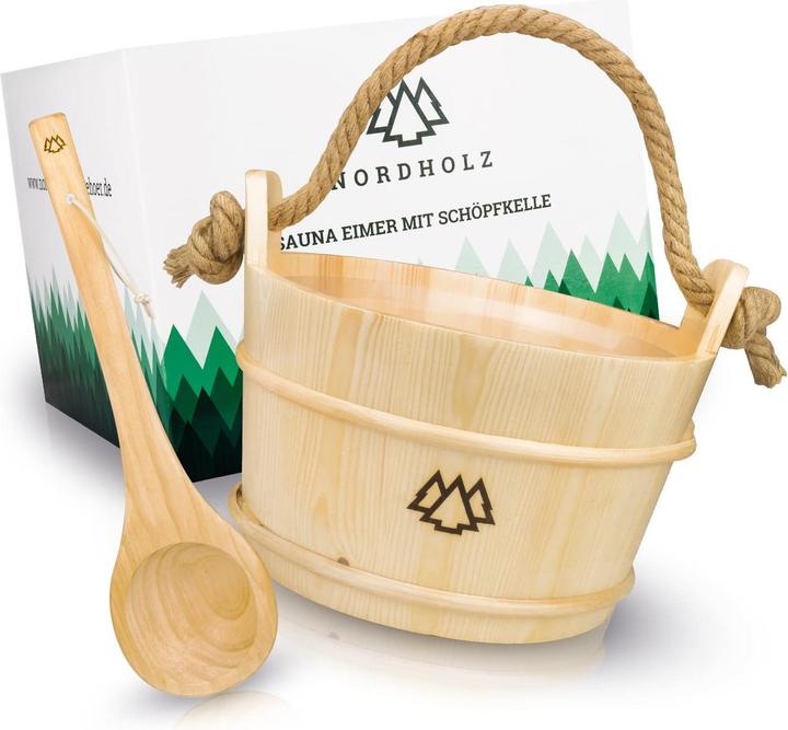 Actual product image Nordholz Sauna bucket with trowel, Nordic spruce