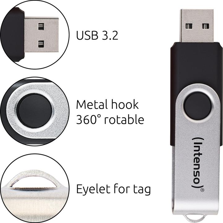 Produktbild Intenso USB 64GB OFFICE LINE 3.2 Gen1 Silver-Black (64 GB)