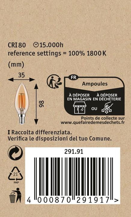 Produktbild Paulmann 1879 Filament 3-Step-Dim Kerze (E14, 4 W, 450 lm, 1 x, F)