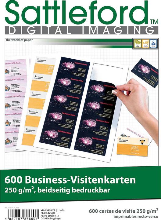 Sattleford 600 Business-Visitenkarten 86 x 54 mm, beidseitig bedruckbar, 250 g/m² (250 g/m²)