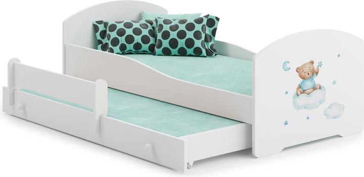 Actual product image ADRK Furniture Double Bed with Mattresses PEPE II TEDDY BEAR AND CLOUD 160x80 (160 x 80 cm)