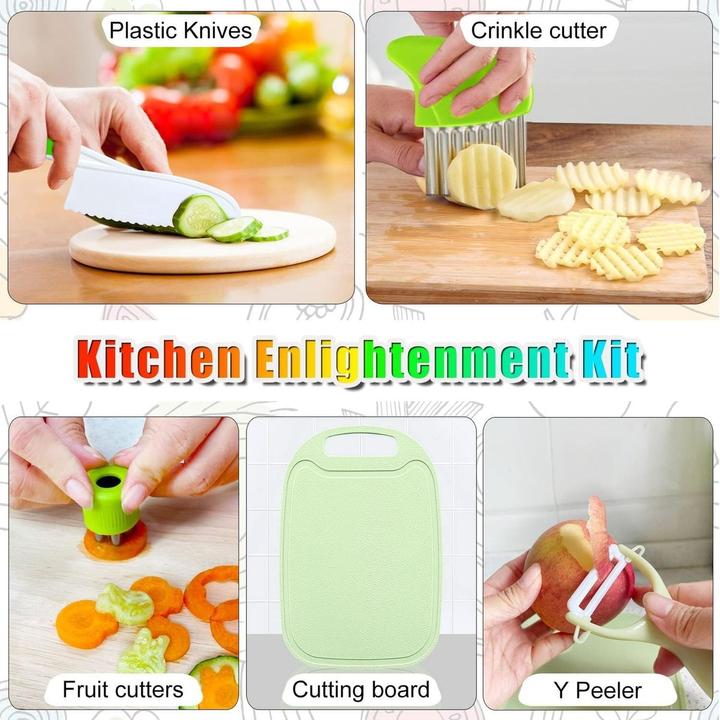 Produktbild König Design Kinder Kochmesser Set 13-teiliges Set Schneidebrett Messer Messer Ausstechformen