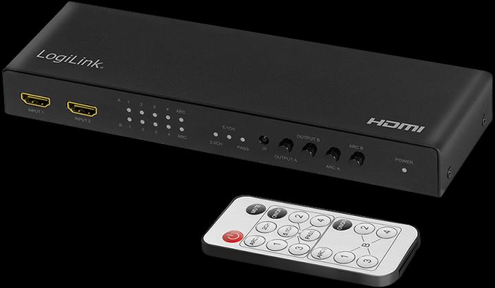 Produktbild LogiLink Switch 4x2 HDMI, 4K 60Hz, auf Pult