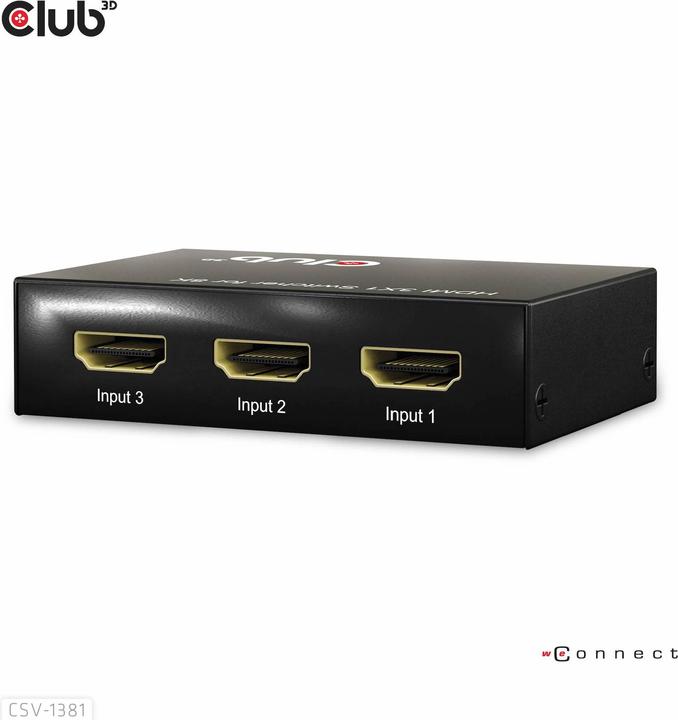 Produktbild Club 3D Club3D HDMI Switchbox 3 Eingänge -> 1 Ausgang 8K60Hz UHD retail