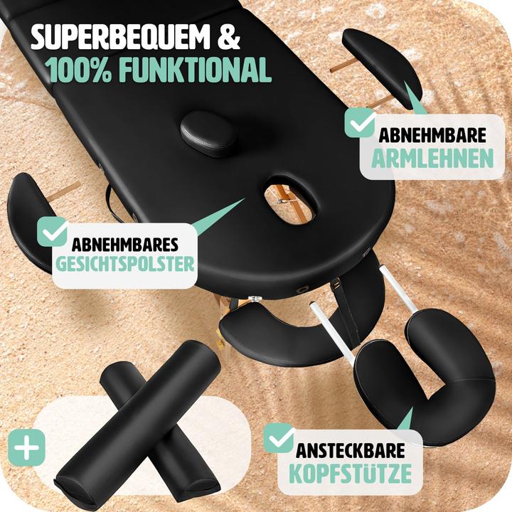 Immagine prodotto tectake Lettino da massaggio ovale a 3 zone con 5 cm di imbottitura, rulli e supporto in legno
