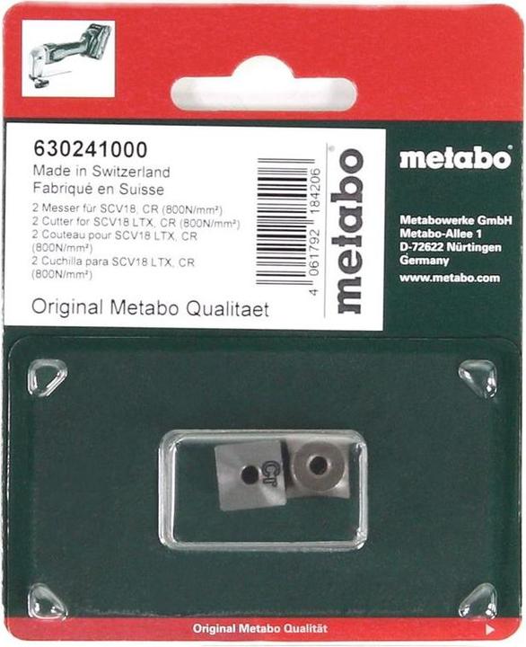 Immagine prodotto Metabo 2 coltelli per SCV18, acciaio fino a 800 N/mm².