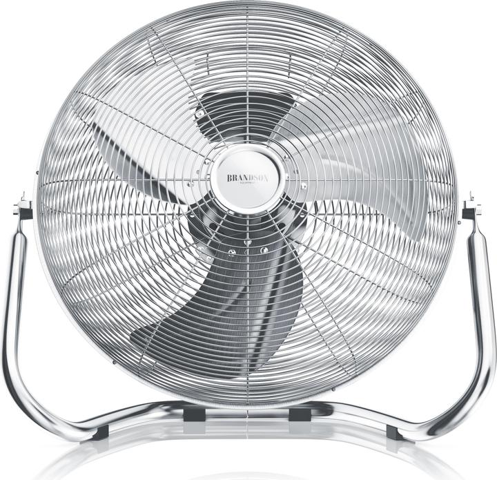Brandson Machine à vent 30cm Ø, ventilateur de style rétro, ventilateur de sol, débit d'air élevé, argenté (66 dB)