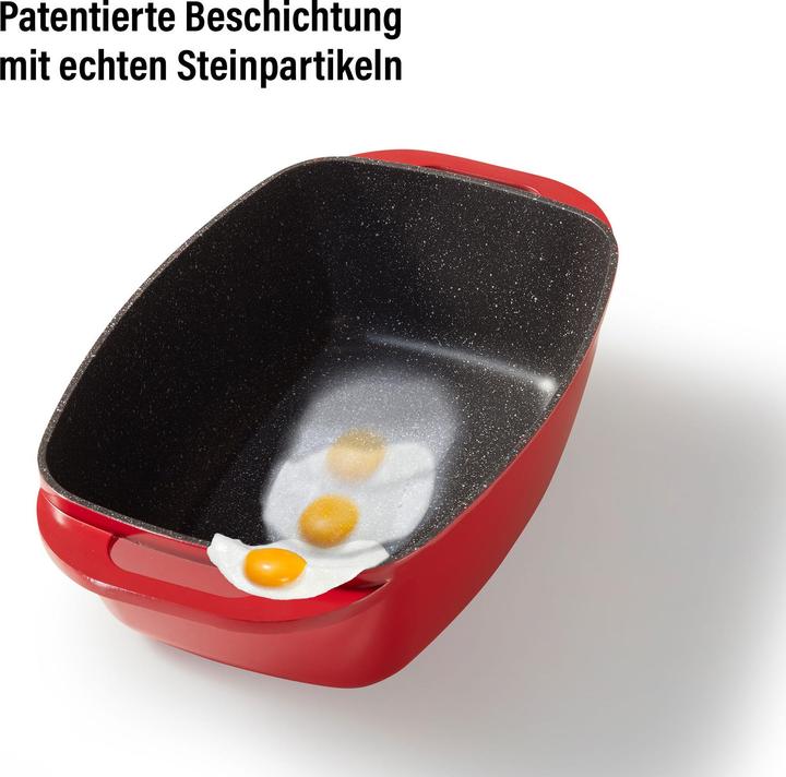 Actual product image Stoneline Roaster 43 x 26 cm with lid, oven and induction suitable, non-stick coating, red (Casserole + Stewpot, Cast aluminium)