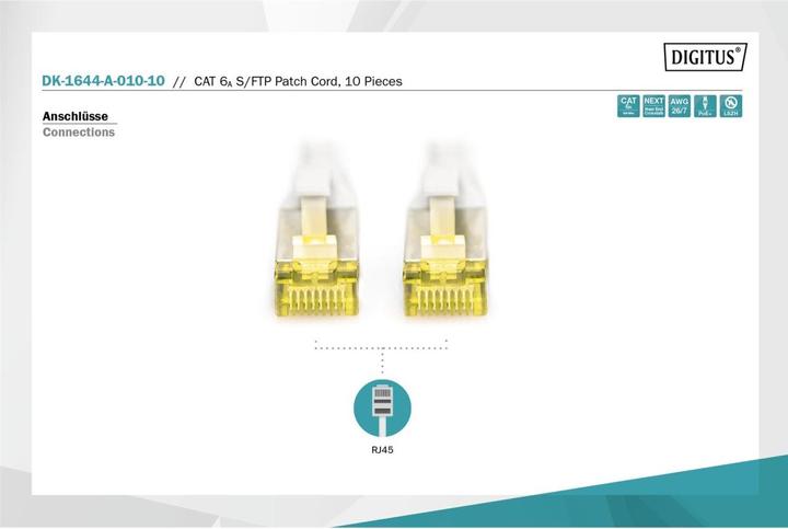 Produktbild Digitus Netzwerkkabel (S/FTP, CAT6a, 1 m)