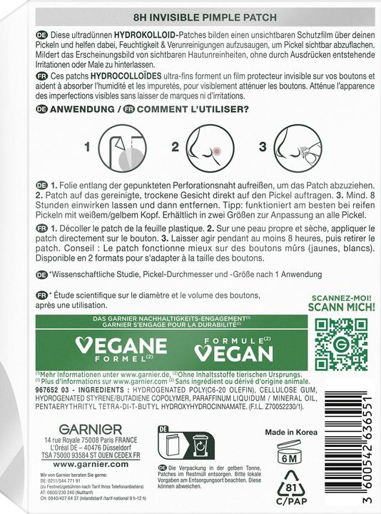 Valori nutrizionali e ingredienti Garnier Pimple Patches