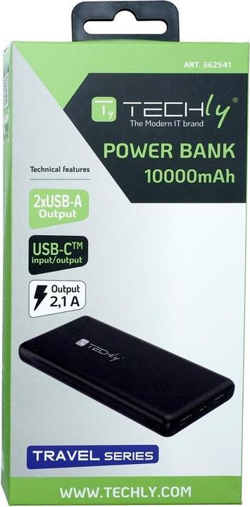 Produktbild Techly Power Bank Charger 10000mAh 2x USB 1x USB-C with USB-C Cable (10000 mAh, 10 W, 37 Wh)
