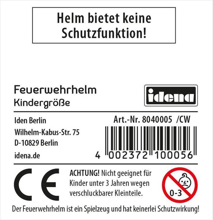 Actual product image Idena Fire helmet child size