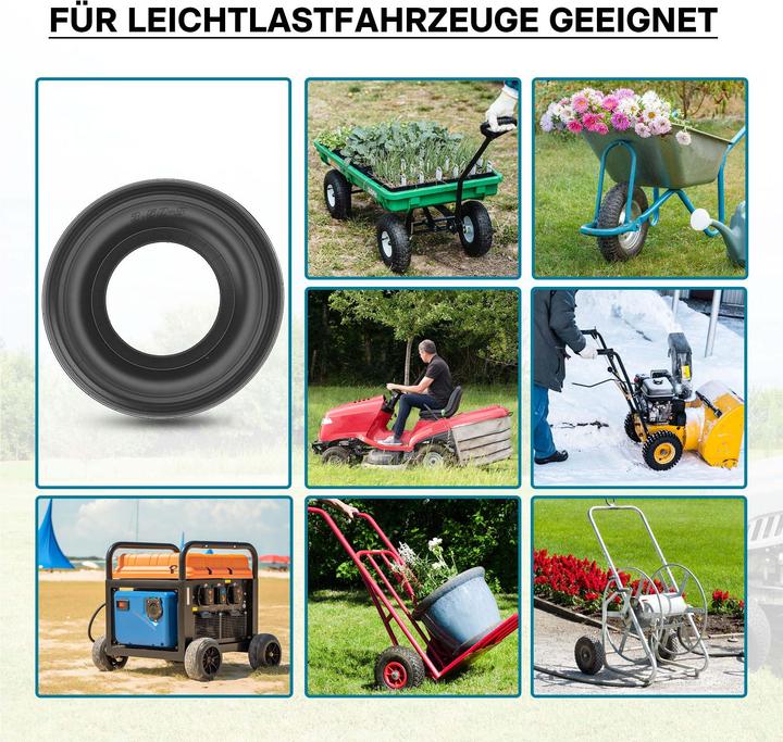 Produktbild Wiltec Reifenmantel 3.50-8 350x100mm 130kg Schubkarre Reifen Rad Mantel Luftrad