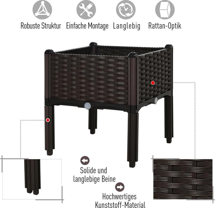 Image du produit Outsunny Parterre surélevé en 2 parties, aspect rotin