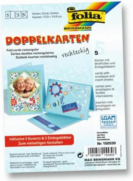 Image du produit Folia Cartes doubles rectangulaires 220 g/m2 (5 pcs)