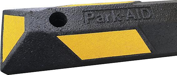 Actual product image Moravia Park-AID® wheel stop, LxWxH 1800 x 150 x 100 mm, black / yellow.