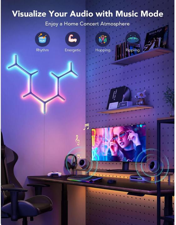 Productafbeelding Govee Paneelverlichting Y-lights Glide, 7 stuks, RGBIC, Wi-Fi + BT