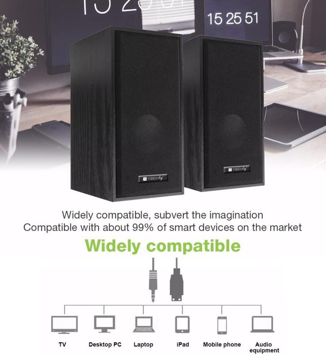 Actual product image Techly Wooden Speaker Set for Notebook
