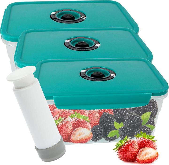 Produktbild Excellent Houseware 3er-Set Vakuum Vorratsdose mit Klickverschluss, inkl. Vakuumpumpe, 1200 ml (1.20 l)