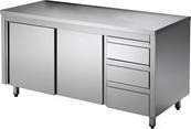 Produktbild Gastro Hero Edelstahl-Arbeitsschrank ECO mit Flügeltür und Schubladen (140 cm, 85 cm)