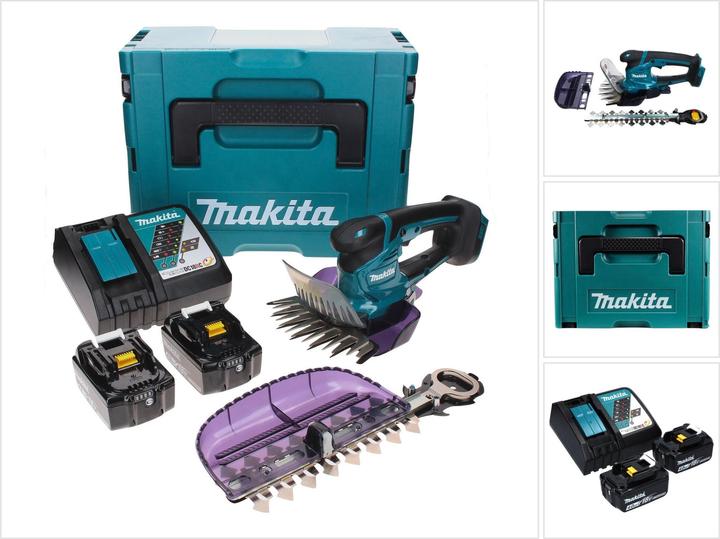Image du produit Makita DUM 604 RMXJ Cisaille à gazon sans fil 18 V avec lame pour herbe et arbustes + 2x batterie 4,0 Ah + (Taille-haies sans fil)